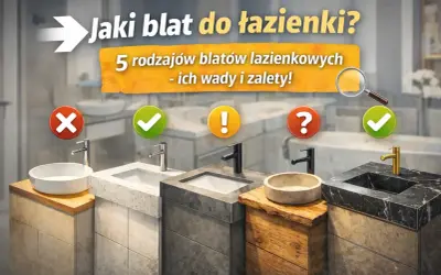 Jaki blat do łazienki wybrać? Pięć rodzajów blatów łazienkowych, ich wady i zalety.