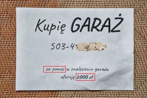 Ktoś szuka projektu domu z garażem w piwnicy, oferuje 2000 zł za pomoc w znalezieniu.