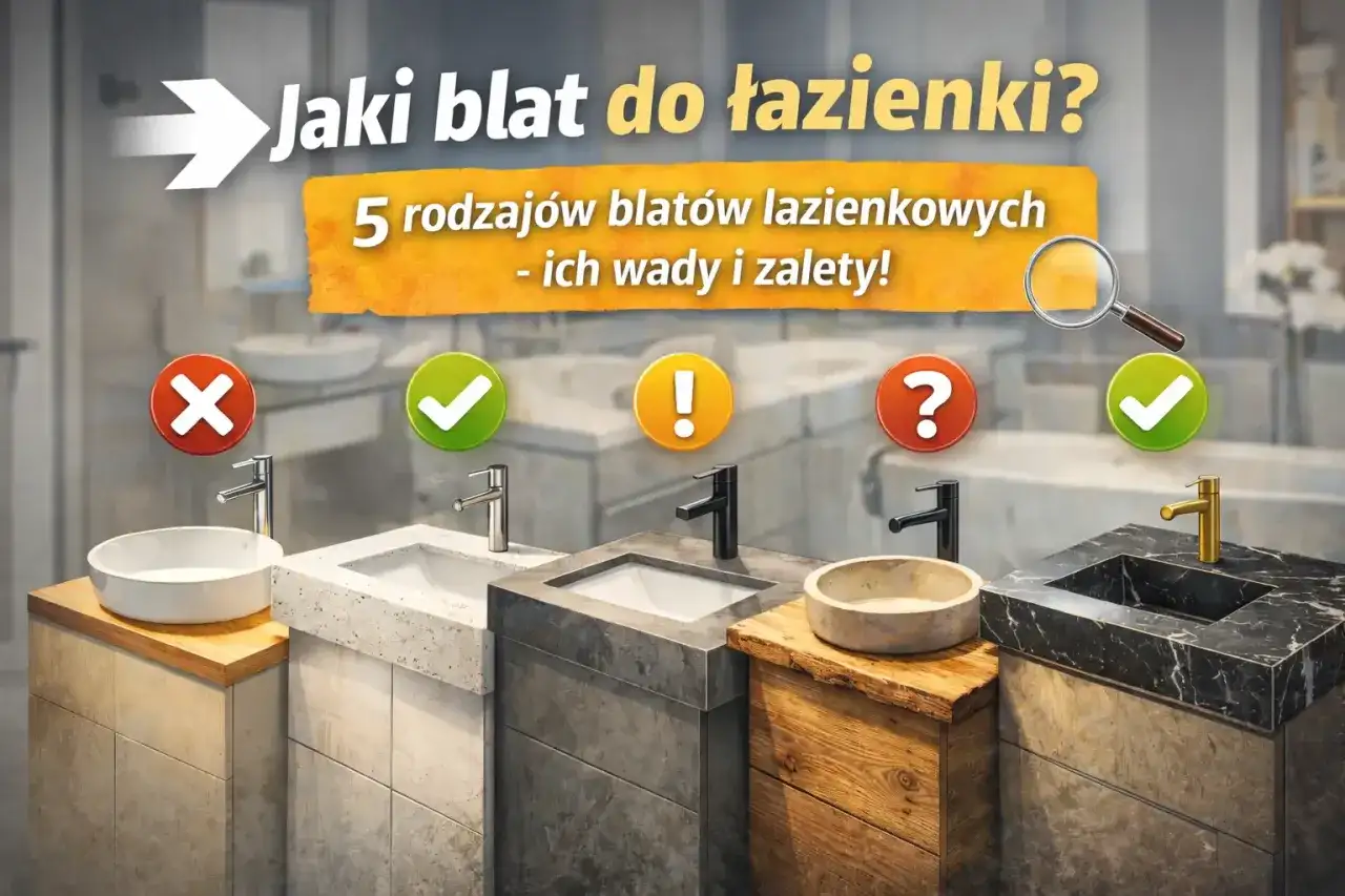 Jaki blat do łazienki wybrać? Pięć rodzajów blatów łazienkowych, ich wady i zalety.