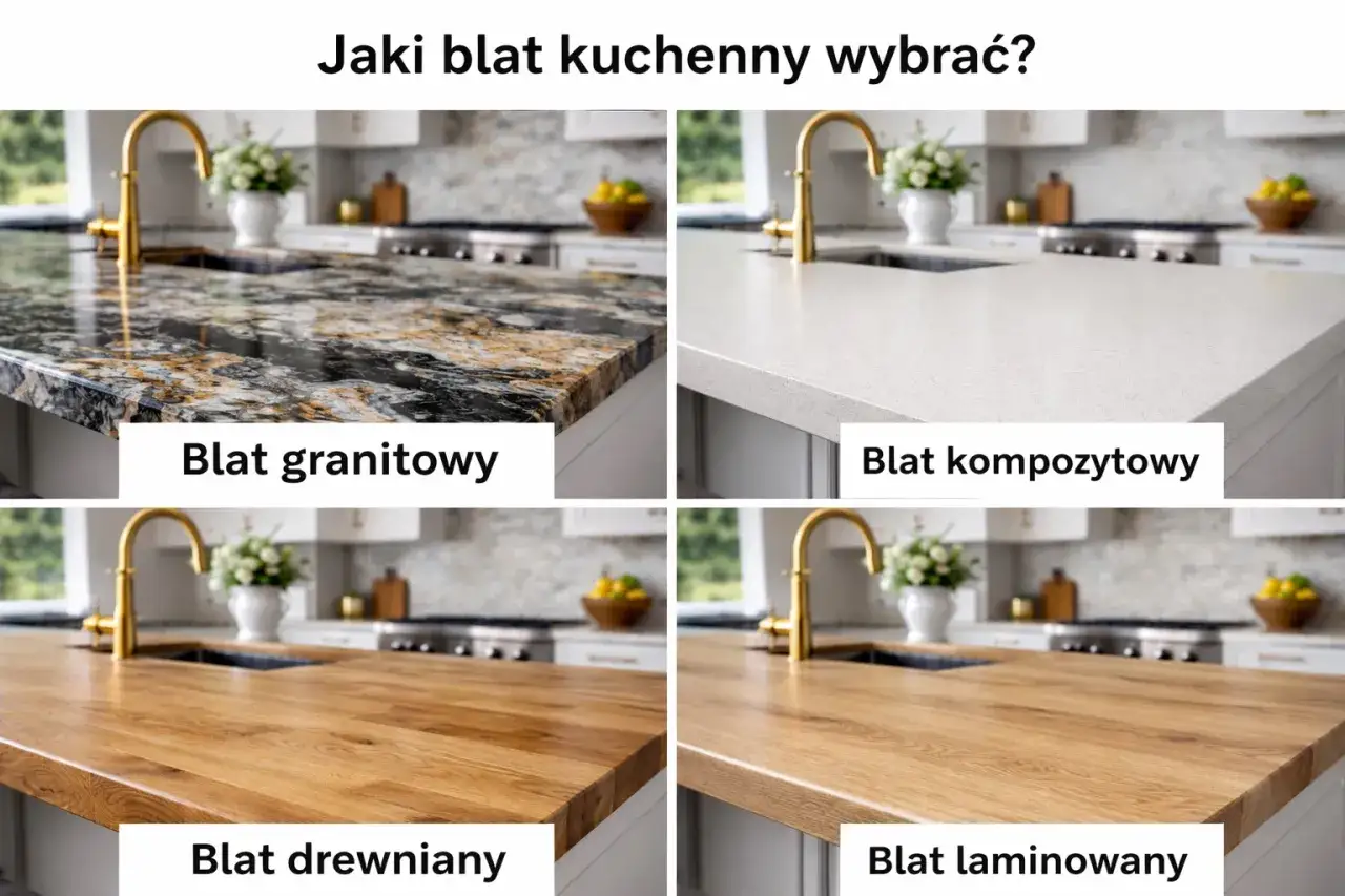 Porównanie: blat granitowy, kompozytowy, drewniany i laminowany. Wybierz najlepsze blaty do kuchni dla siebie.